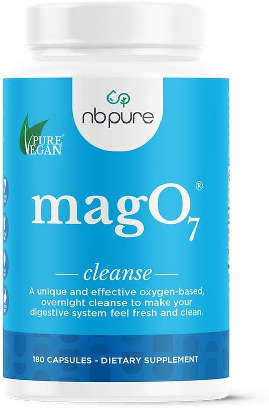 Mago7 - Natural Colon Cleanse & Detox - Occasional Constipation Relief, Stool Softening, & Bloating Support for Men & Women - Ozonated Magnesium Oxide, 180 Capsules